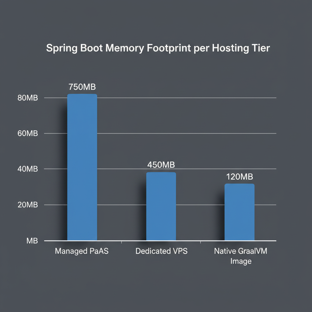 RAM usage comparison table for Spring Boot apps across different hosting tiers