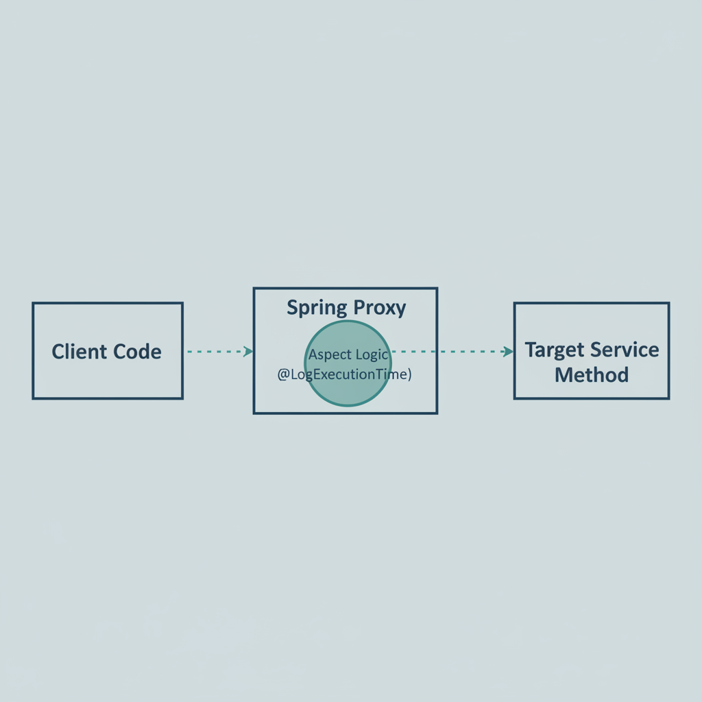 Diagram showing the Spring AOP Proxy flow for a custom annotation
