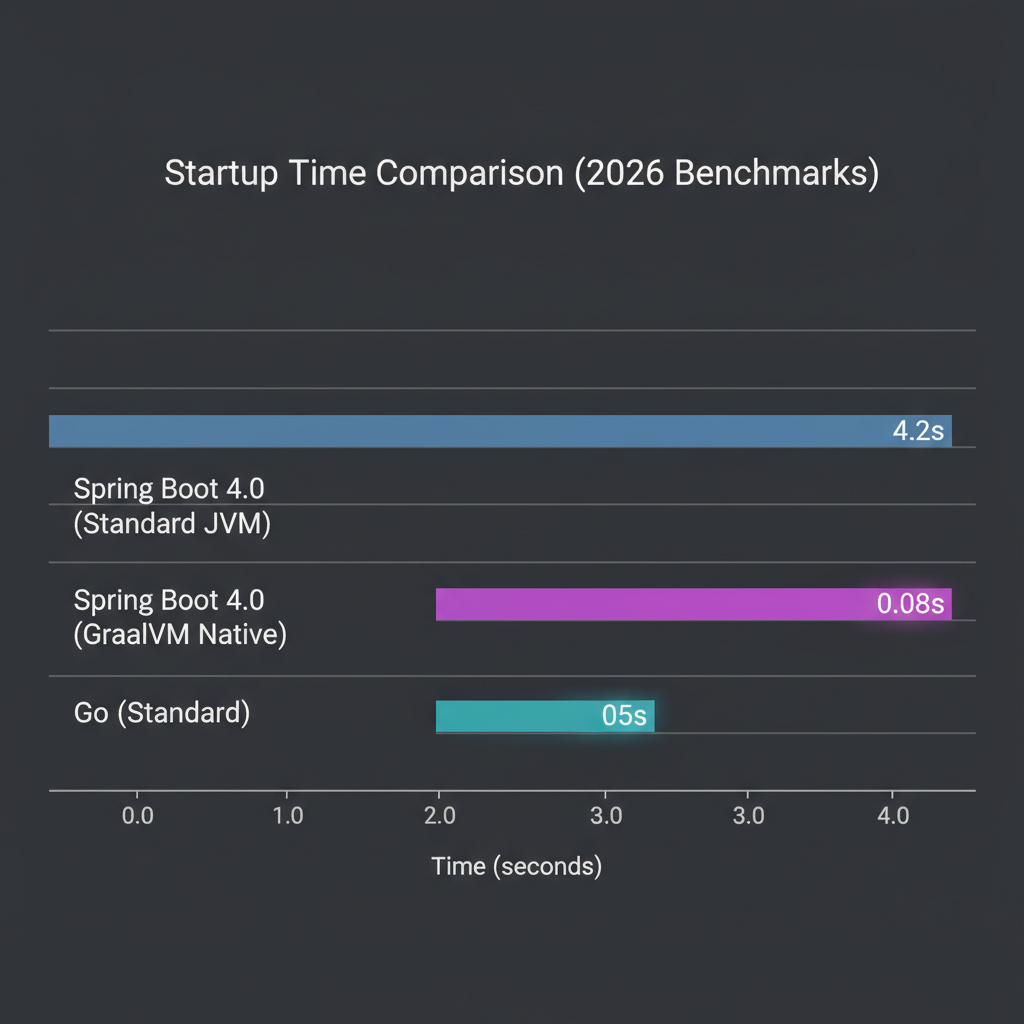 Performance chart comparing Spring Boot startup times: Standard JVM vs. Native Image